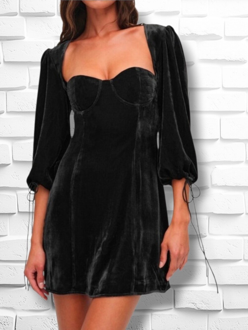 For Love and Lemons Nadine Velvet Mini Dress Sz XL Corset Sweetheart Neck